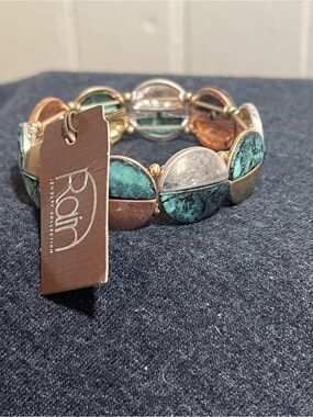 Rain Multicolor Turquoise Disc Stretch Bracelet